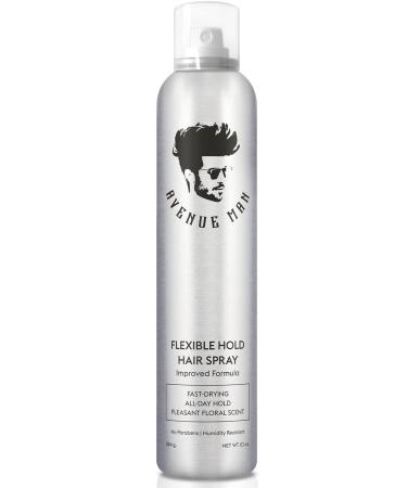 Super Flexible Hold Hair Spray For Men (New & Improved Formula) - (10 oz) - by Avenue Man Hair Products - Super Strong Hold & Fast Drying Hairspray with Organic Extracts for All Hair Types - Paraben-Free Hair Spray - Made …