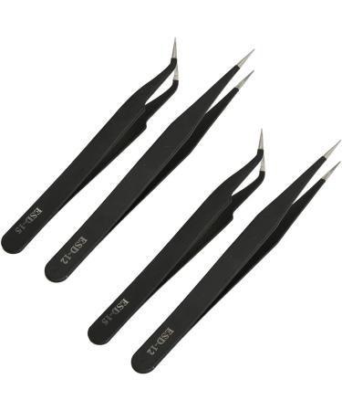 4pcs Anti-Static Stainless Steel Tweezers Set - Essential Beauty Tools for Eyebrows | International Shipping Available - Buy Online on GoSupps.com