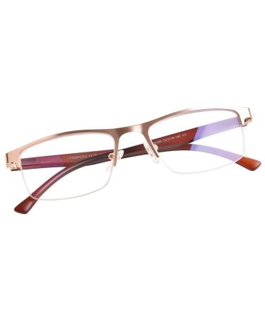 FONHCOO Half-rim reading glasses men half-rim glasses women reading aid for seniors visual aid with blue light filter half-rim glasses gold 4.0 x