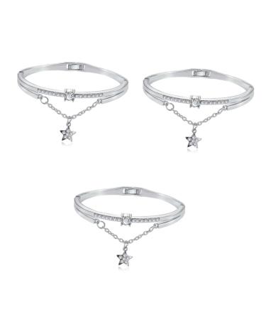 FRCOLOR 3pcs Bracelet for Women Moon Bracelet Gemstone Bracelets Star Hand Jewelry Women Bracelets Crystal Bead Bracelet Womens Bracelets Cuff Bracelet Silver Bracelet Miss Vintage