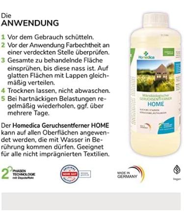 Homedica Odor Remover Home 5L | Vegan Microbiological Enzyme Cleaner for Textiles Upholstery & Animal Skins | Made in Germany | Eliminates Unpleasant Smells - Buy Online on GoSupps.com
