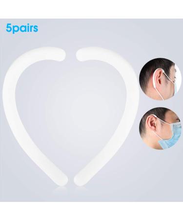 Earloop Cover Easy to Wear 5Pairs Simple Installation Silicone Ear Protection Hook Ear Protection Cover Soft Touching for Relieve The Pressure on The Ears(Transparent) - Buy Online on GoSupps.com