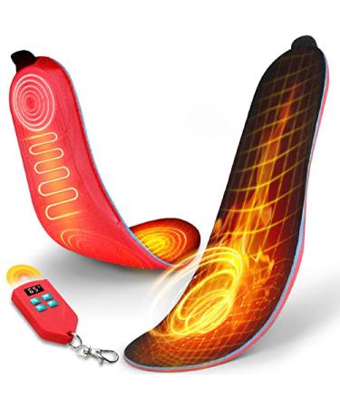 Heated Insoles for Men Women  Rechargeable Foot Warmers with LED Display Remote Control  Wireless Heat Insoles for Hunting Fishing Hiking Camping Unisex