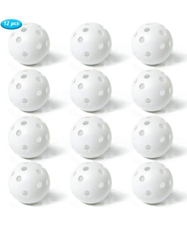 THIODOON Limited Flight Practice Golf Balls - 12 Pack White - Hollow Plastic Training Balls for Swing Practice - Colored Airflow Design - Ideal for Driving Range & Indoor Use - Buy Online on GoSupps.com