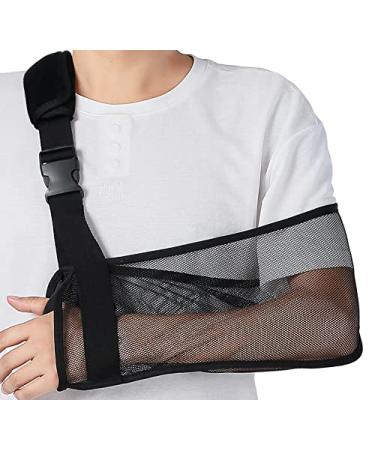 Ledhlth Mesh Arm Sling Black for Shower Shoulder Immobilizer Brace Support for Broken Shoulder Elbow Arm Wrist Injury Men Women Teenagers Adults left right