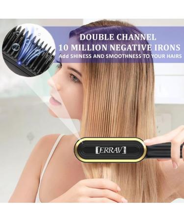 Ring Hair Straightener Comb - Dual Voltage Fast Heating Brush for Women | Black & Gold - Buy Online on GoSupps.com