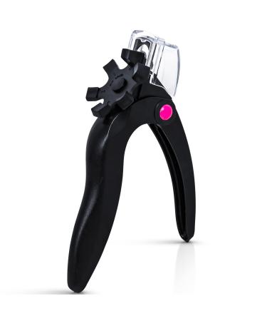 Acrylic Nail Clipper - Adjustable Stainless Steel Nail Tip Cutter Nail Clippers for Acrylic Nails Professional False Nail Trimmer with Measuring Gauge for Nail Salon Home Manicure Tools(Black)
