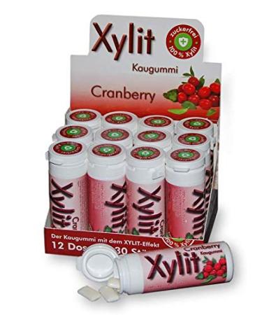Xylitol chewing gum cranberry |12 x 30 pconBigpack with 360 chewing gum |Sugar -free & vegan |Without aspartame sorbitol & titanium dioxide cranberry 30 pieces (12 Pack)