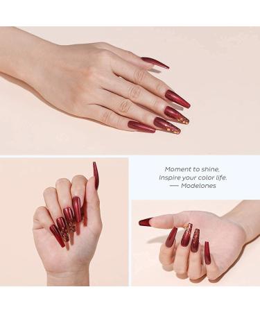 Modelones Fall Burgundy Dark Red Gel Nail Polish - 15ML Soak Off LED Color - Buy Online on GoSupps.com