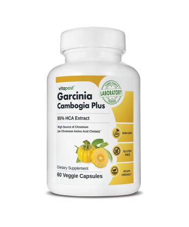 VitaPost Garcinia Cambogia Plus | Tropical Superfood with 95% Hydroxycitric Acid (HCA) Extract and Chromium. Non-GMO Vegan Gluten Free Formula 60 Capsules