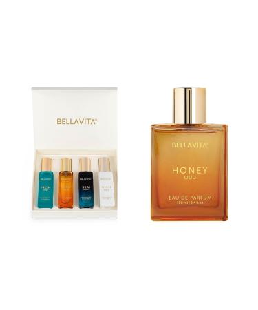 Women's Perfume Gift Set (4 x 0.68 fl. oz. & 3.4 fl. oz.) | Includes Honey Oud Skai Fresh White Oud | Perfect for Men & Women | Woody Floral Sweet & Spicy Scents for Gifting & Daily Wear