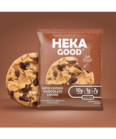 Heka Good Foods Low Carb Keto Chocolate Chunk Cookie - 3g Net Carb, 10g Protein, No Sugar, Grain & Gluten Free - 12 Count - Buy Online on GoSupps.com