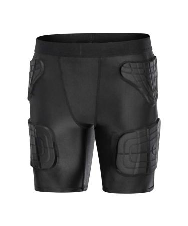 TUOY Youth Boys Padded Protective Shorts Padded Pants for Football Paintball Baseball Black Padded Shorts Medium