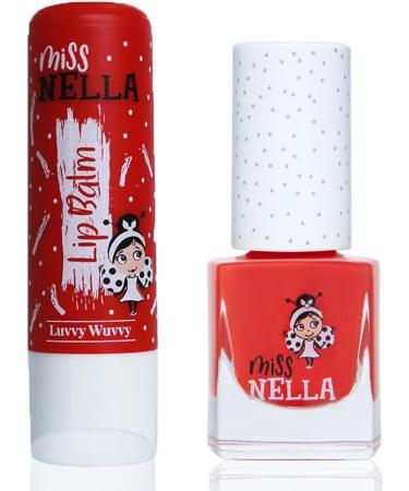 Miss Nella Nail Polis + Lip Balm set- Special Red Nail Polish for Kids- STRAWBERRY N CREAM with Peel-off Water Based & Odour Free Formula + LUVVY WUVVY red hypoallergenic lip balm - Buy Online on GoSupps.com