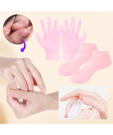 Lovehomily Anti Slip Foot & Hand Spa Mask Pedicure Socks & Moisturizing Gloves Silicone Hands Protective Gloves Prevents Dryness for Feet/Hand Care (Pink) - Buy Online on GoSupps.com