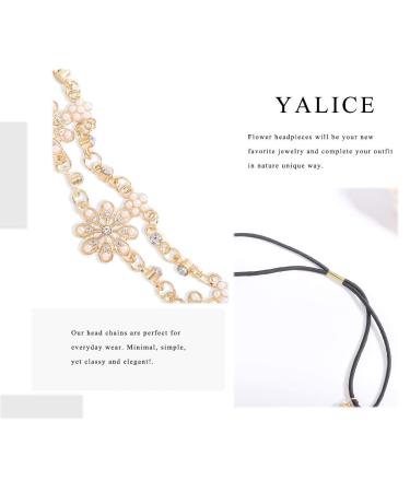 Yalice Indian Flower Head Chain Jewelry - Gold Crystal Headband for Women and Girls - Buy Online on GoSupps.com