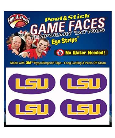 Fan-A-Peel LSU Waterless Temporary Tattoos - Hypoallergenic Peel and Stick Waterproof Temporary Tattoos Eye Strips