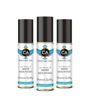CA Perfume Impression of Silver Mountain For Women Replica Fragrance Body Oil Dupes Alcohol-Free Essential Aromatherapy Sample Travel Size Concentrated Long Lasting Attar Roll-On 0.3 Fl Oz-X3