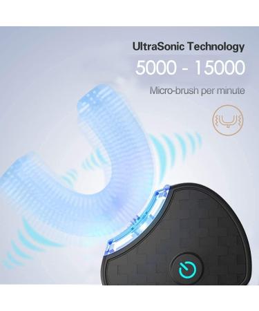 Ultrasonic Toothbrush Automatic Toothbrush 360 Auto Sonic Toothbrush Teeth whitening Brush with Timer & Wireless Charging 360 Ultrasonic Electric Toothbrush for Adult (Black) - Buy Online on GoSupps.com