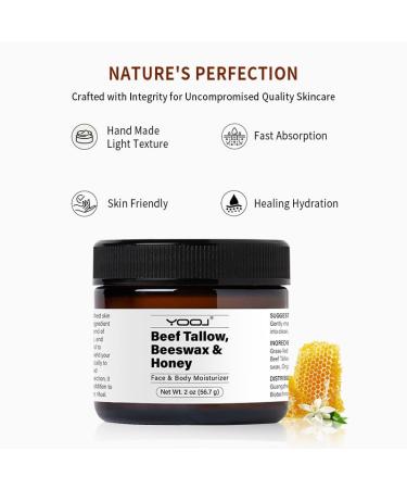 Beef Tallow and Honey Face Moisturizer for Face & Body - Organic Beef Tallow Moisturizer with Tallow and Beeswax & Honey Beef Tallow for Skin Intensive Hydration - Vitamins(B1 A D E & K) 2oz - Buy Online on GoSupps.com