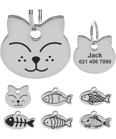 Personalized Stainless Steel Cat ID Pendant Necklace - Engraved Pet Accessories for Kittens & Cats - Unique Fish Design - Buy Online on GoSupps.com