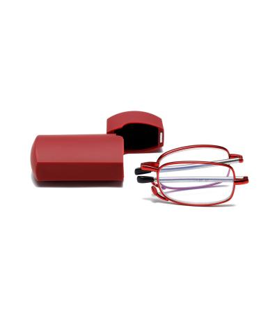 Hubeye foldable reading glasses made of stainless steel mini anti-blue visual aid for men and women reading aid with hard shell case 3.00 red 3.0 dioptries