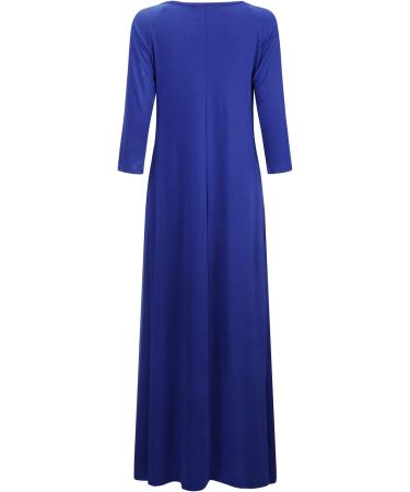Jacansi Women's 3/4 Sleeve Maxi Dress Boat Neck Casual with Pockets - Blue | Size 5XL - Buy Online on GoSupps.com