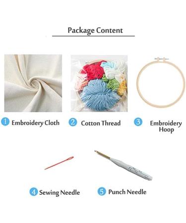 Sunflower and Ladybug Punch Needle Embroidery Kit with Color Pattern, Yarn, Pen Hoop - DIY Rug Hooking Starter Set - Buy Online on GoSupps.com