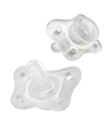 Chicco PhysioForma Silicone Mini Pacifier in Clear for Babies 0-2m Orthodontic Nipple BPA-Free 2-Count in Sterilizing Case