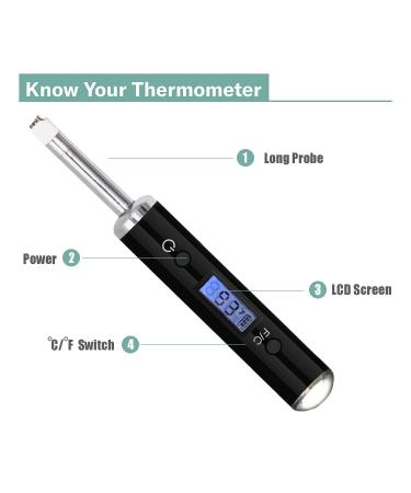 Dipwand Portable Digital Thermometer with Extra Probe Sensor | Travel Temperature Reader | Color Coded LCD Display (Black) - Buy Online on GoSupps.com