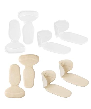 Dadabig 4 pairs of heel cushions high heel heel heel pillow heel protection foot care heel cushion AntiSlip made of silicone self -gluing non -slip comfort against bubbles shoe inserts heel holder beige/transparent