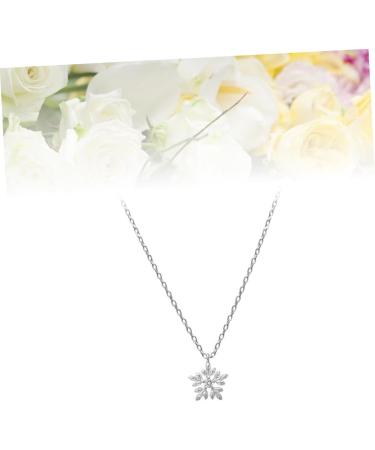 COLLBATH 1PC Delicate Fashion Crystal Elegant Stylish S925 Sterling Zircon Snow Female Necklace for Women Ladies Girls Women Necklace - Buy Online on GoSupps.com