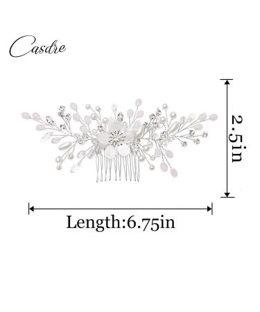 Silver Rhinestone Bride Wedding Hair Comb with Pearls - Bridal Hairpiece for Women and Girls - Buy Online on GoSupps.com