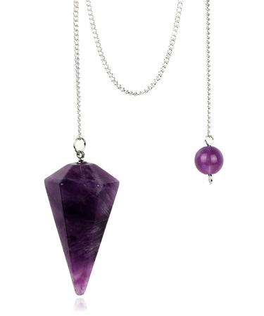Seven Chakra Beads and Pendulum Natural Gemstones for Meditation Yoga Divination (7ml-Amethyst)