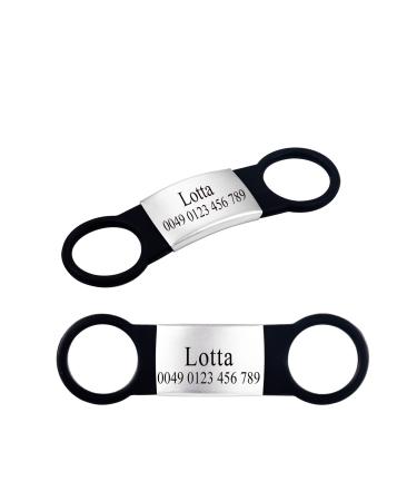 2 pieces of silicone dog brand with engraving pet-ID brand to postpone personalized animal brands for dogs and cats black l (2 Pack)