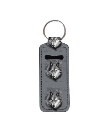 SCRAWLGOD Wolf Lip Balm Keyring for Women Girls Wolf