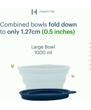 Harpers Tale 1000ml Collapsible Travel Dog Bowl | Food Grade Silicone BPA Free No Plastic Rim Snap Hook - Buy Online on GoSupps.com