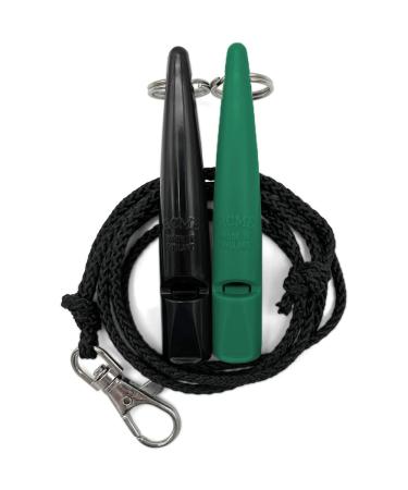 Acme dog whistle No.211.5 with pipe band |In a double pack |2 pipes including 2 ligaments |Ideal for the recall - loud and extensive (Black + Emerald Green)