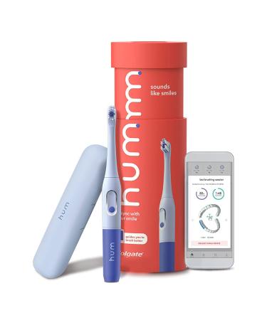 hum by Colgate Smart Battery Toothbrush Kit, Sonic Toothbrush with Travel Case (Blue)
