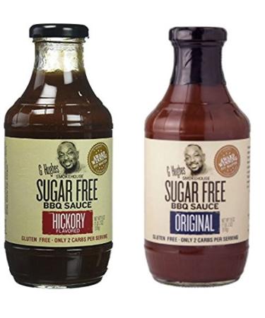 G Hughes Smokehouse Sugar Free BBQ Sauce, Hickory, 18 & SF Original 18 oz (Pack of 2) 1.1 Pound (Pack of 2)