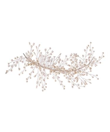 DOITOOL Braided Pearl Hair Comb Pearl Bridal Headpiece Diamond Headpiece Comb Clip for Decoration Rhinestone Barrettes Styling Comb Tiara Bridal Hair Comb White Wedding Bride Abs Hair up