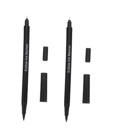 IMIKEYA 2pcs Baking Pen Marker Pen Black Edible Markers for Cookie Decorating Food Grade Markers Macaron Marker Food Grade Pen Cake Pop Marker Pens Signing Pen Bicuspid Plastic