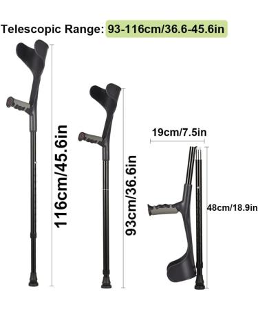 Crutches for Adults Ergonomic Handle Forearm Crutches Adjustable Crutches Foldable Crutch Lightweight Aluminium Portable Lightweight Handicapped and Disabled Users (Silver 1 pcs) (Black 2 pcs) Black 1 pcs - Buy Online on GoSupps.com