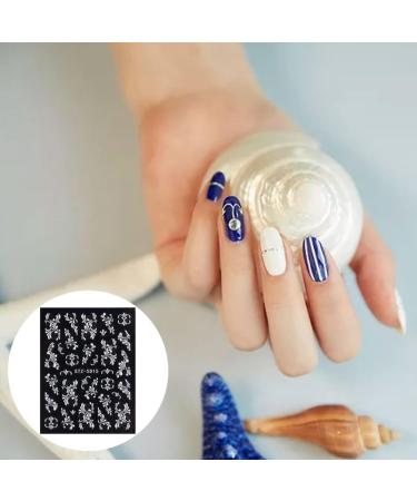 Flower Nail Stickers 5D Lace Engraved Nail Decal Self Adhesive Carving DIY Nail Art 7 Nail ornament Style 7 - Buy Online on GoSupps.com