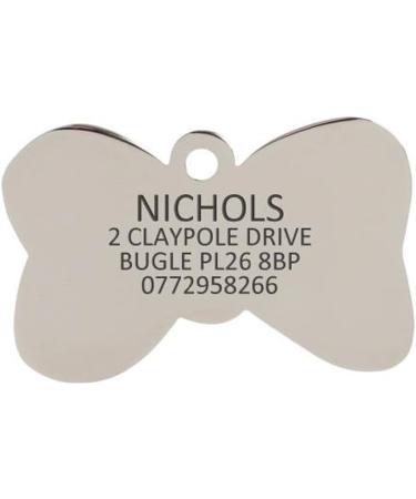BWM Customised Fashion Pet ID Tags Dog Tags | Dog Tag for Pets Laser Engraved & Personalised | ID Tags for Dogs & Cats | Durable Strong & Deeply Engraved - Sparkly Pink Bow Tie Small S (Pack of 1) Pink - Buy Online on GoSupps.com