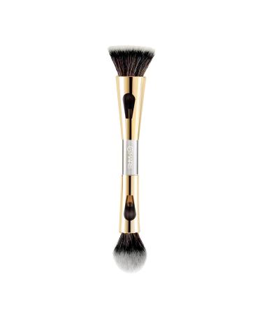 MAR'S 4 in 1 Travel Brush with Foundation Brush Powder Brush Eyeshadow Blending Brush & Flat Brush | Soft Bristles Makeup Brushes Set for Women Gold