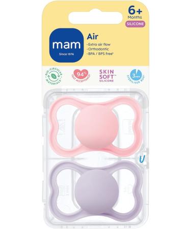 MAM Air Soothers 6+ Months (Pack of 2) Baby Soothers with Sterilisable Travel Case Baby Essentials Pink (Designs May Vary) Pink 1 6+ M Soother - Buy Online on GoSupps.com