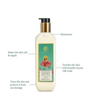 Buy Forest Essentials Soundarya Ultra Rich Body Lotion with Natural SPF | 200ml | Premium Ayurvedic Body Moisturizer for All Skin Types | International Shipping Available - Buy Online on GoSupps.com