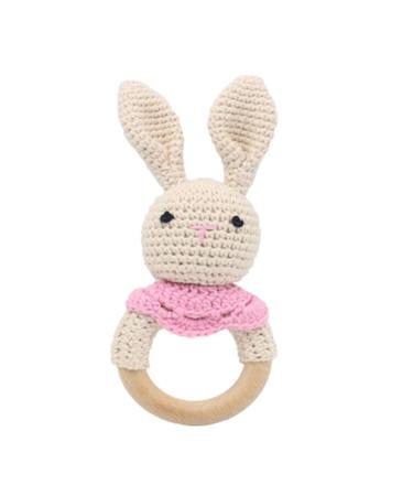Ncbvixsw Crochet Wooden Ring Baby Teether Animal Rattle Chewing Teething Nursing Pacifier Practical Baby Nursing Supplies Baby Toys