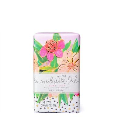 Ministry of Soap Painted Marks Wrapped Soap Naturally Coloured Triple-Milled Soap Primrose and Wild Orchid 200g